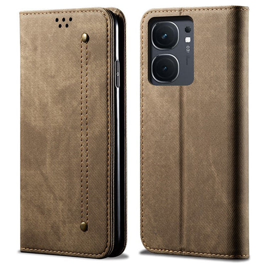 For vivo iQOO Neo9 5G / Neo9 Pro 5G Case Bump Proof Leather+TPU Stand View Phone Cover - Khaki