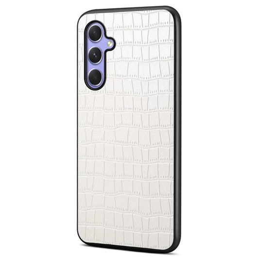 For Samsung Galaxy A54 5G Cases Crocodile Textured Leather+PC+TPU Phone Cover - White