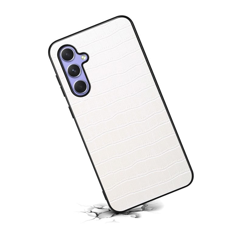 For Samsung Galaxy A54 5G Cases Crocodile Textured Leather+PC+TPU Phone Cover - White