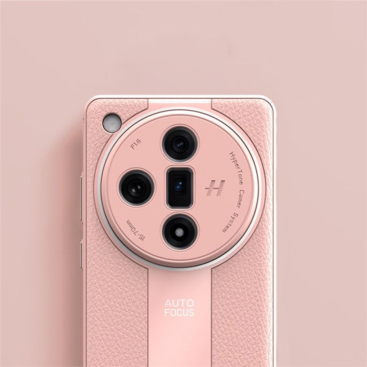 Q.COO For Oppo Find X7 Ultra Back Phone Cover PU Leather+TPU+Acrylic Dustproof Case - Pink