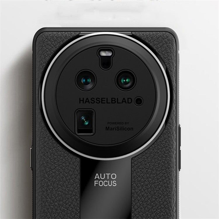 Q.COO For Oppo Find X6 Case Drop-proof PU Leather+TPU+Acrylic Phone Protective Shell - Black
