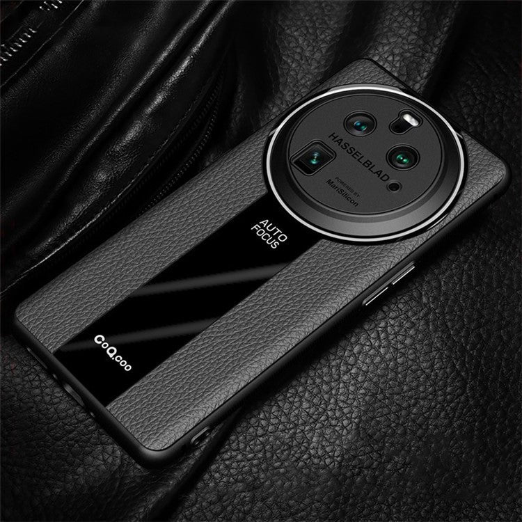 Q.COO For Oppo Find X6 Case Drop-proof PU Leather+TPU+Acrylic Phone Protective Shell - Black