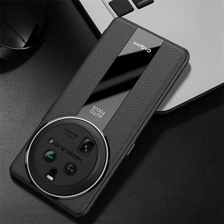 Q.COO For Oppo Find X6 Case Drop-proof PU Leather+TPU+Acrylic Phone Protective Shell - Black