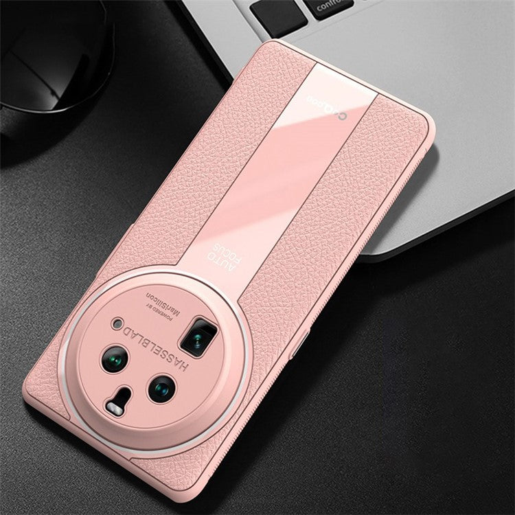 Q.COO For Oppo Find X6 Case Drop-proof PU Leather+TPU+Acrylic Phone Protective Shell - Pink