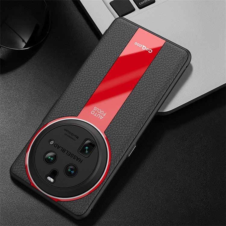 Q.COO For Oppo Find X6 Case Drop-proof PU Leather+TPU+Acrylic Phone Protective Shell - Red