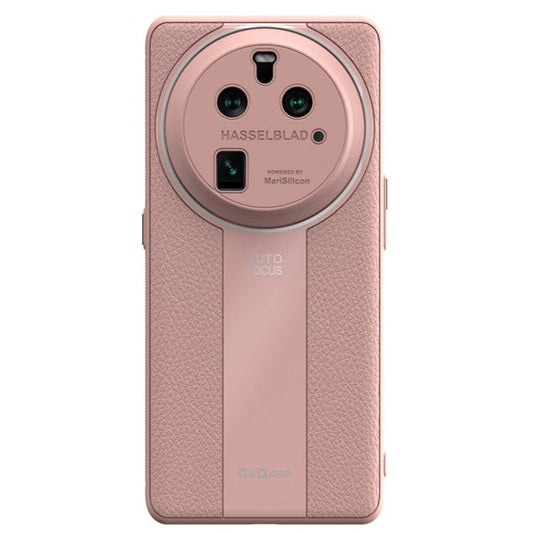 Q.COO For Oppo Find X6 Pro Case Fall Protection PU Leather+TPU+Acrylic Protective Back Cover - Pink