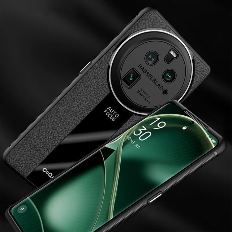 Q.COO For Oppo Find X6 Pro Case Fall Protection PU Leather+TPU+Acrylic Protective Back Cover - Red