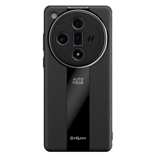 Q.COO For Oppo Find X7 5G Cover PU Leather+TPU+Acrylic Anti-scratch Cell Phone Case - Black