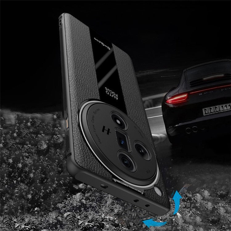 Q.COO For Oppo Find X7 5G Cover PU Leather+TPU+Acrylic Anti-scratch Cell Phone Case - Red