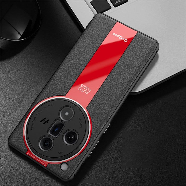 Q.COO For Oppo Find X7 5G Cover PU Leather+TPU+Acrylic Anti-scratch Cell Phone Case - Red