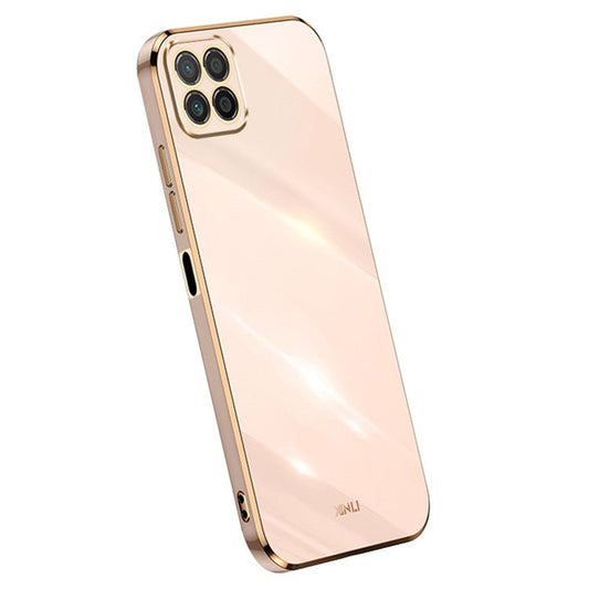 XINLI For Honor X8 5G Case TPU Protection Phone Cover Electroplating Gold Edge - Pink