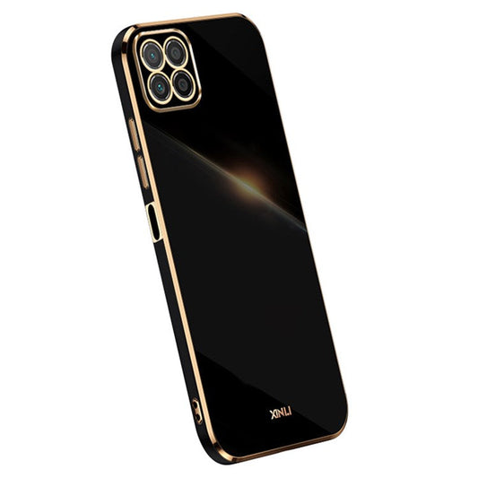 XINLI For Honor X8 5G Case TPU Protection Phone Cover Electroplating Gold Edge - Black