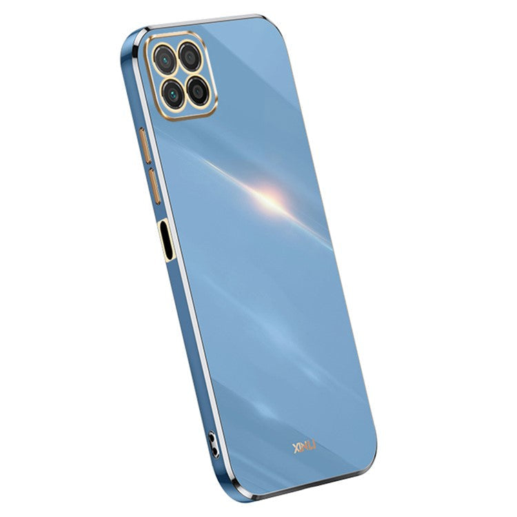 XINLI For Honor X8 5G Case TPU Protection Phone Cover Electroplating Gold Edge - Blue
