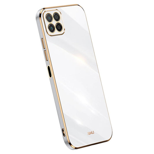 XINLI For Honor X8 5G Case TPU Protection Phone Cover Electroplating Gold Edge - White