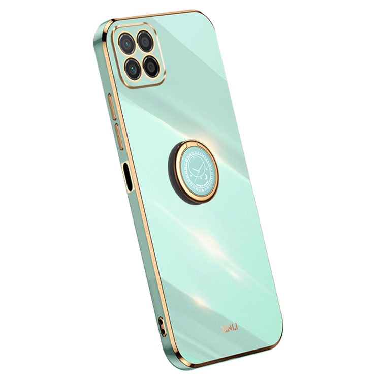 XINLI For Honor X8 5G TPU Case Electroplating Edge Kickstand Protective Cover - Cyan