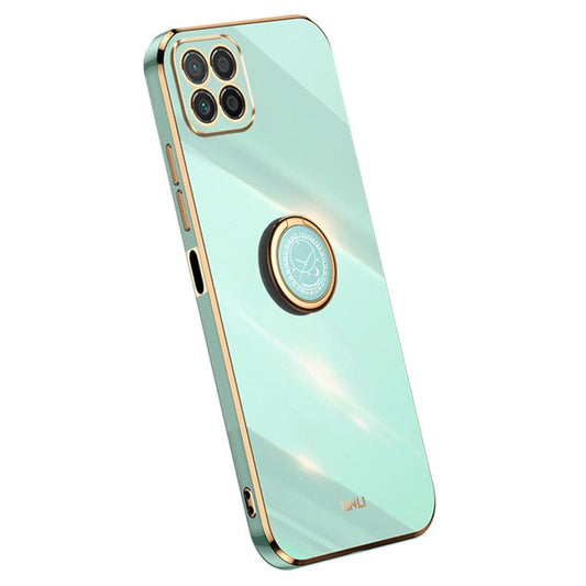 XINLI For Honor X8 5G TPU Case Electroplating Edge Kickstand Protective Cover - Cyan