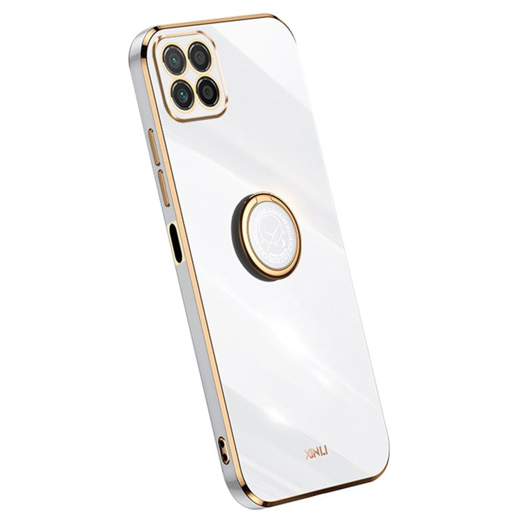 XINLI For Honor X8 5G TPU Case Electroplating Edge Kickstand Protective Cover - White