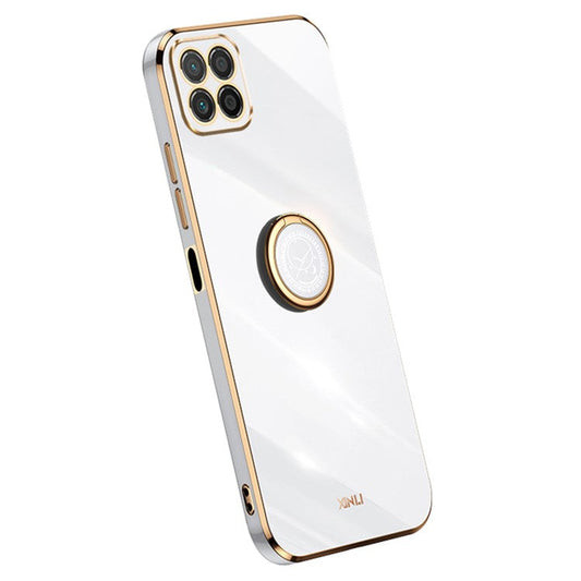 XINLI For Honor X8 5G TPU Case Electroplating Edge Kickstand Protective Cover - White