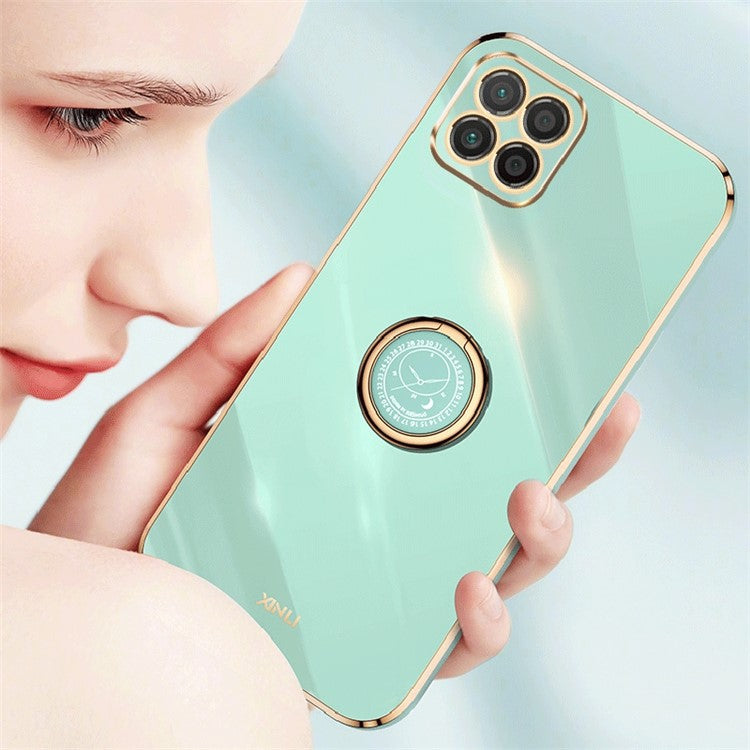 XINLI For Honor X8 5G TPU Case Electroplating Edge Kickstand Protective Cover - White