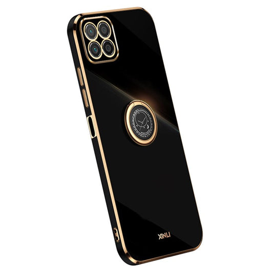 XINLI For Honor X8 5G TPU Case Electroplating Edge Kickstand Protective Cover - Black