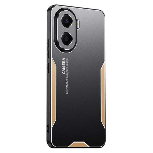 For Honor X40i 5G Shockproof Case Anti-Drop Metal+TPU+PC Phone Cover - Gold