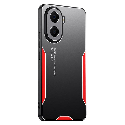 For Honor X40i 5G Shockproof Case Anti-Drop Metal+TPU+PC Phone Cover - Red