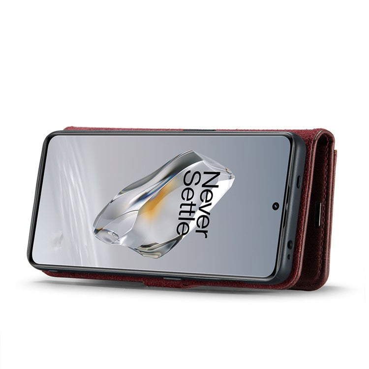 DG.MING for OnePlus 12 5G Case Detachable Split Leather Phone Cover with Stand Wallet - Red