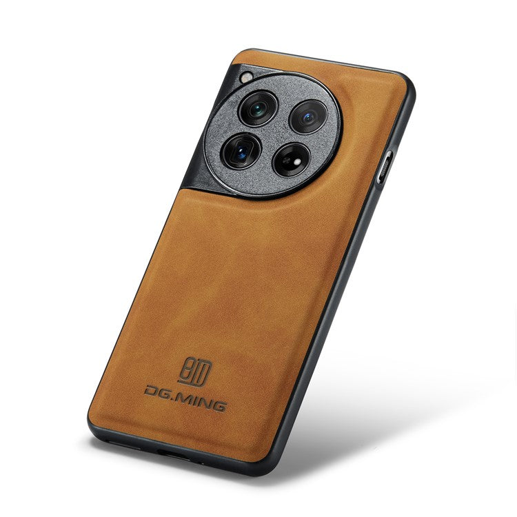DG.MING For OnePlus 12 5G Case Leather+PC+TPU Anti-Drop Phone Cover - Brown