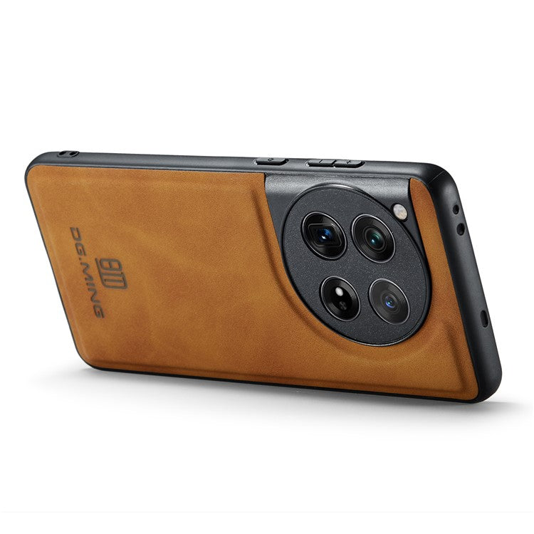 DG.MING For OnePlus 12 5G Case Leather+PC+TPU Anti-Drop Phone Cover - Brown