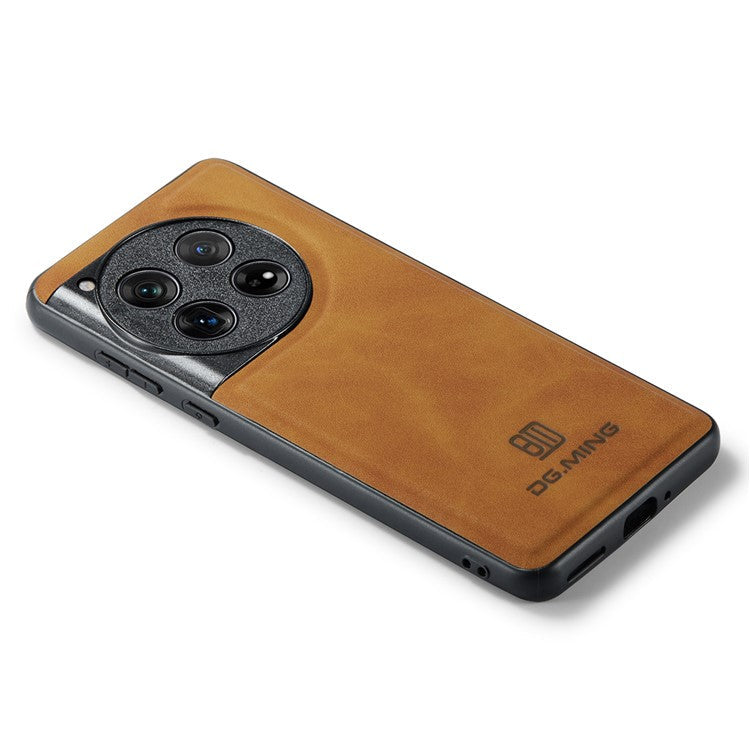 DG.MING For OnePlus 12 5G Case Leather+PC+TPU Anti-Drop Phone Cover - Brown