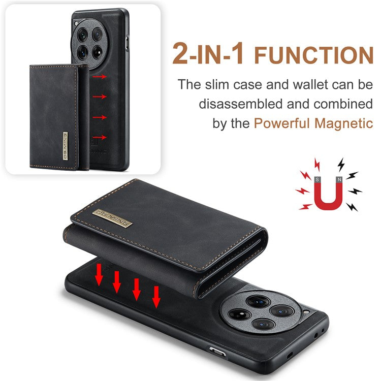 DG.MING M1 Series for OnePlus 12 5G Case Detachable Wallet Phone Cover - Black
