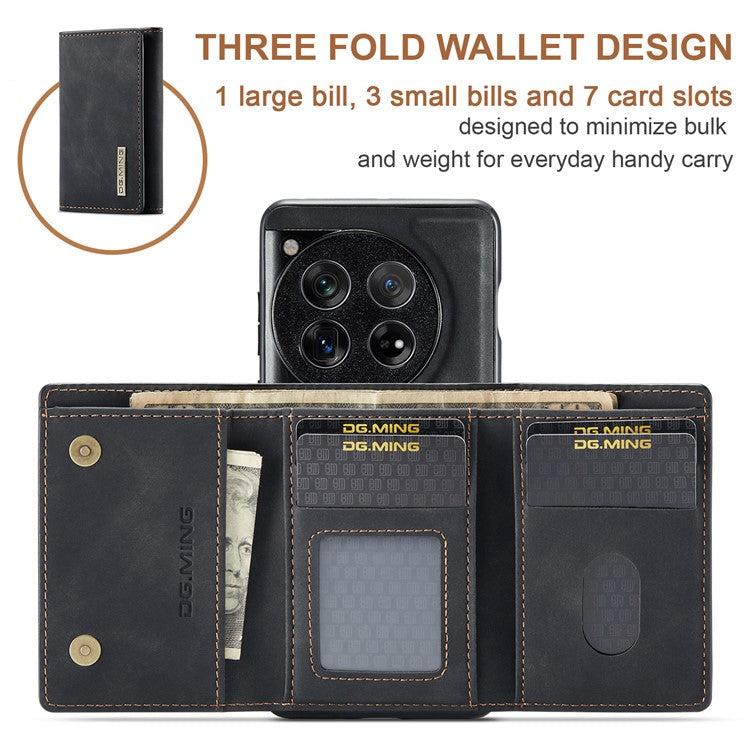 DG.MING M1 Series for OnePlus 12 5G Case Detachable Wallet Phone Cover - Black
