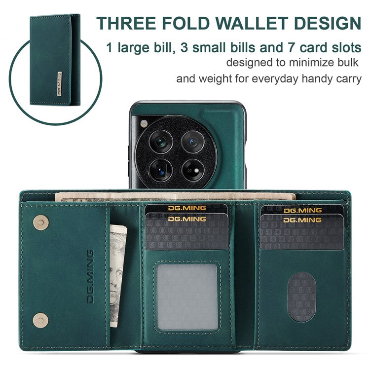 DG.MING M1 Series for OnePlus 12 5G Case Detachable Wallet Phone Cover - Green
