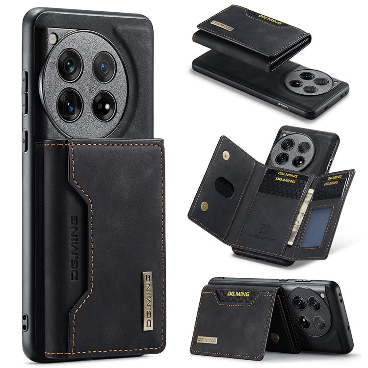 DG.MING M2 Series for OnePlus 12 5G Kickstand Case Detachable Magnetic Wallet Phone Cover - Black