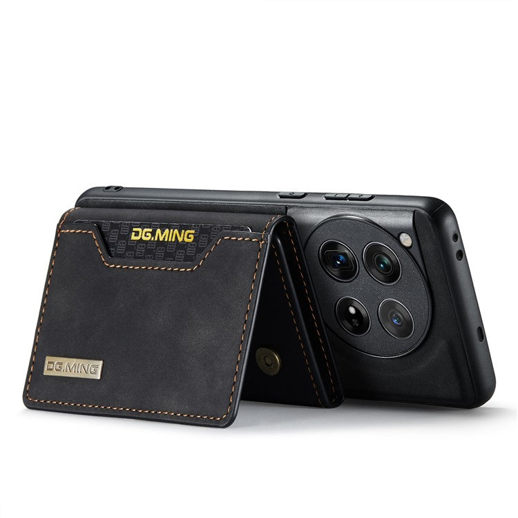 DG.MING M2 Series for OnePlus 12 5G Kickstand Case Detachable Magnetic Wallet Phone Cover - Black