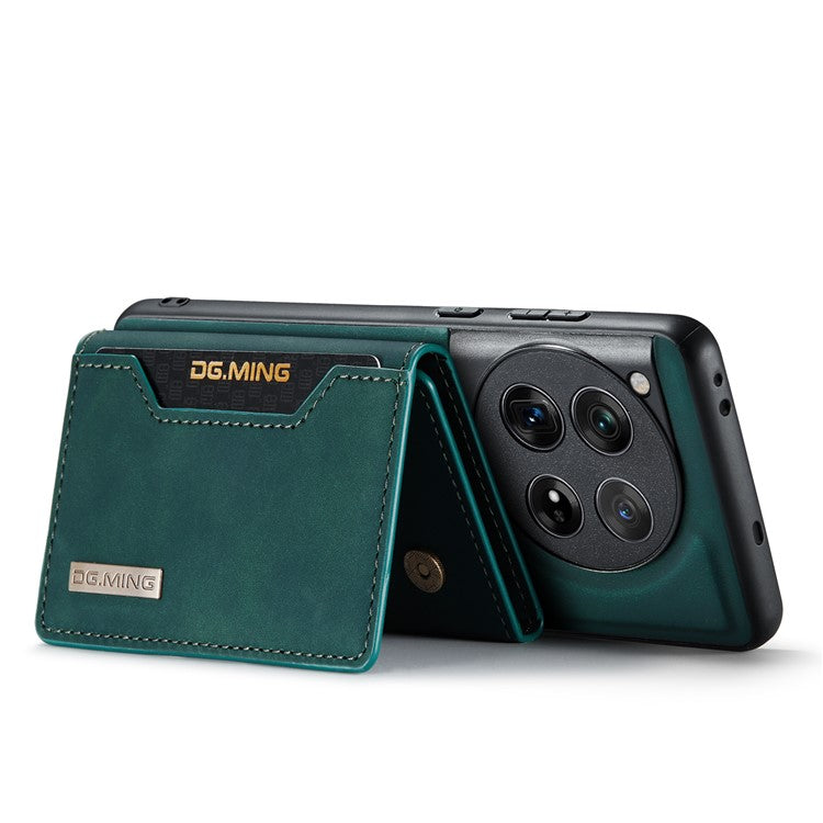 DG.MING M2 Series for OnePlus 12 5G Kickstand Case Detachable Magnetic Wallet Phone Cover - Green