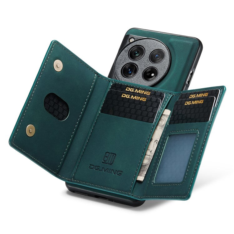 DG.MING M2 Series for OnePlus 12 5G Kickstand Case Detachable Magnetic Wallet Phone Cover - Green