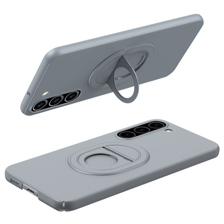 For Samsung Galaxy S23 Phone Case Hard Plastic Kickstand Cover Compatible with MagSafe - Titanium Grey
