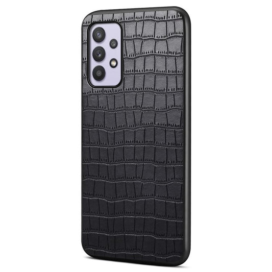 For Samsung Galaxy A32 5G / M32 5G Case Crocodile Texture PU Leather Coating Back Cover - Black