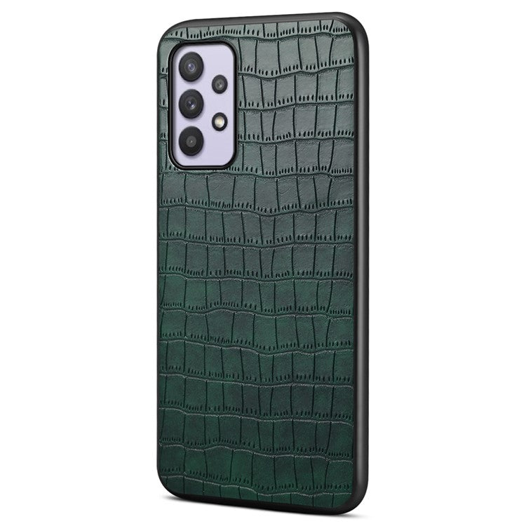 For Samsung Galaxy A32 5G / M32 5G Case Crocodile Texture PU Leather Coating Back Cover - Green