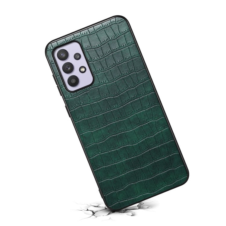 For Samsung Galaxy A32 5G / M32 5G Case Crocodile Texture PU Leather Coating Back Cover - Green
