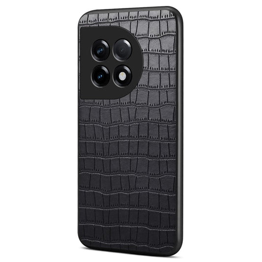 For OnePlus Ace 2 5G / 11R 5G Case Fully Wrapped Alligator Texture Back Phone Cover - Black