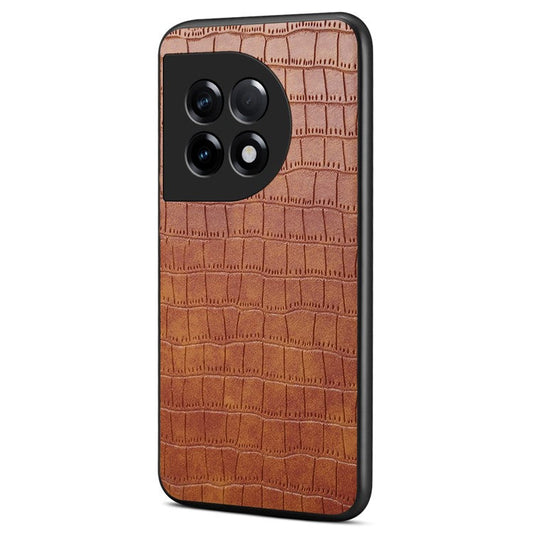 For OnePlus Ace 2 5G / 11R 5G Case Fully Wrapped Alligator Texture Back Phone Cover - Brown
