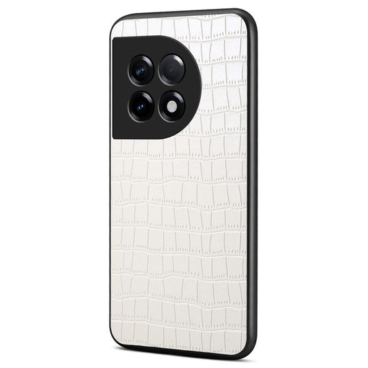 For OnePlus Ace 2 5G / 11R 5G Case Fully Wrapped Alligator Texture Back Phone Cover - White