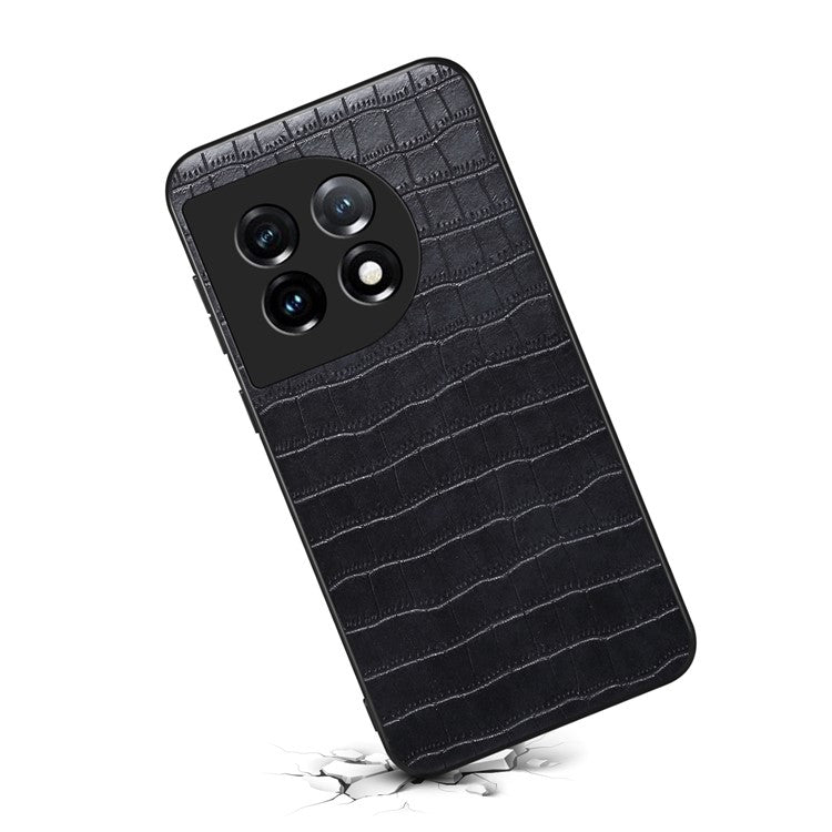For OnePlus 11 5G Cell Phone Cases Slim-Fit Crocodile Pattern Textured Cover - Black