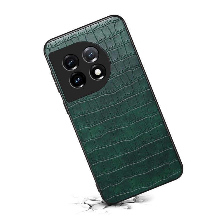 For OnePlus 11 5G Cell Phone Cases Slim-Fit Crocodile Pattern Textured Cover - Green