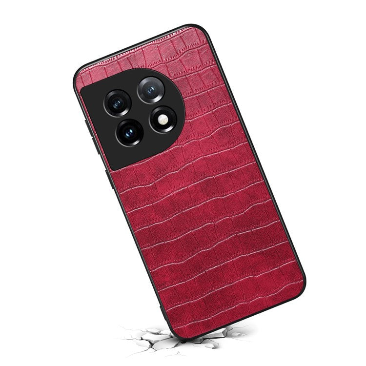 For OnePlus 11 5G Cell Phone Cases Slim-Fit Crocodile Pattern Textured Cover - Red