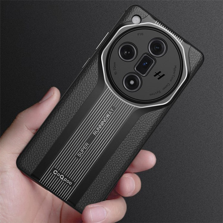 Q.COO Super Running Series 2 for Oppo Find X7 5G Case Camera Protection PU Leather Phone Back Cover - Black