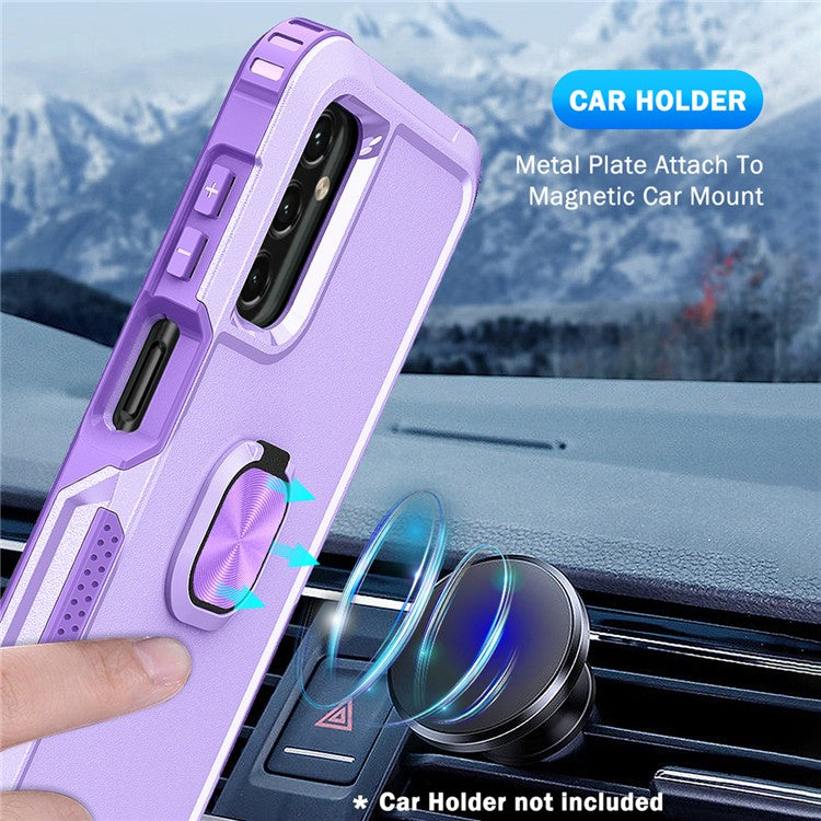 For Samsung Galaxy A24 4G (162.1 x 77.6 x 8.3mm) Case PC+SiliconeRing Kickstand Phone Cover - Light Purple