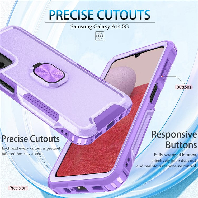 For Samsung Galaxy A24 4G (162.1 x 77.6 x 8.3mm) Case PC+SiliconeRing Kickstand Phone Cover - Light Purple